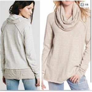 Free People Light Beige Cowl Neck Sweater
